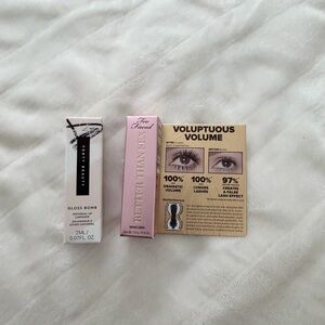 Too Faced black Mascara & Fenty Gloss in Fussy